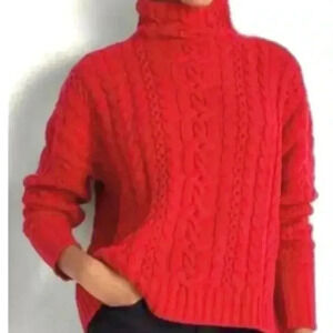 Lauren Ralph Lauren Cable Knit Mock Neck Wool/Cashmere Sweater